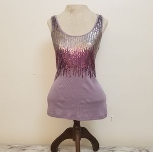 Express lilac holographic sequin tank